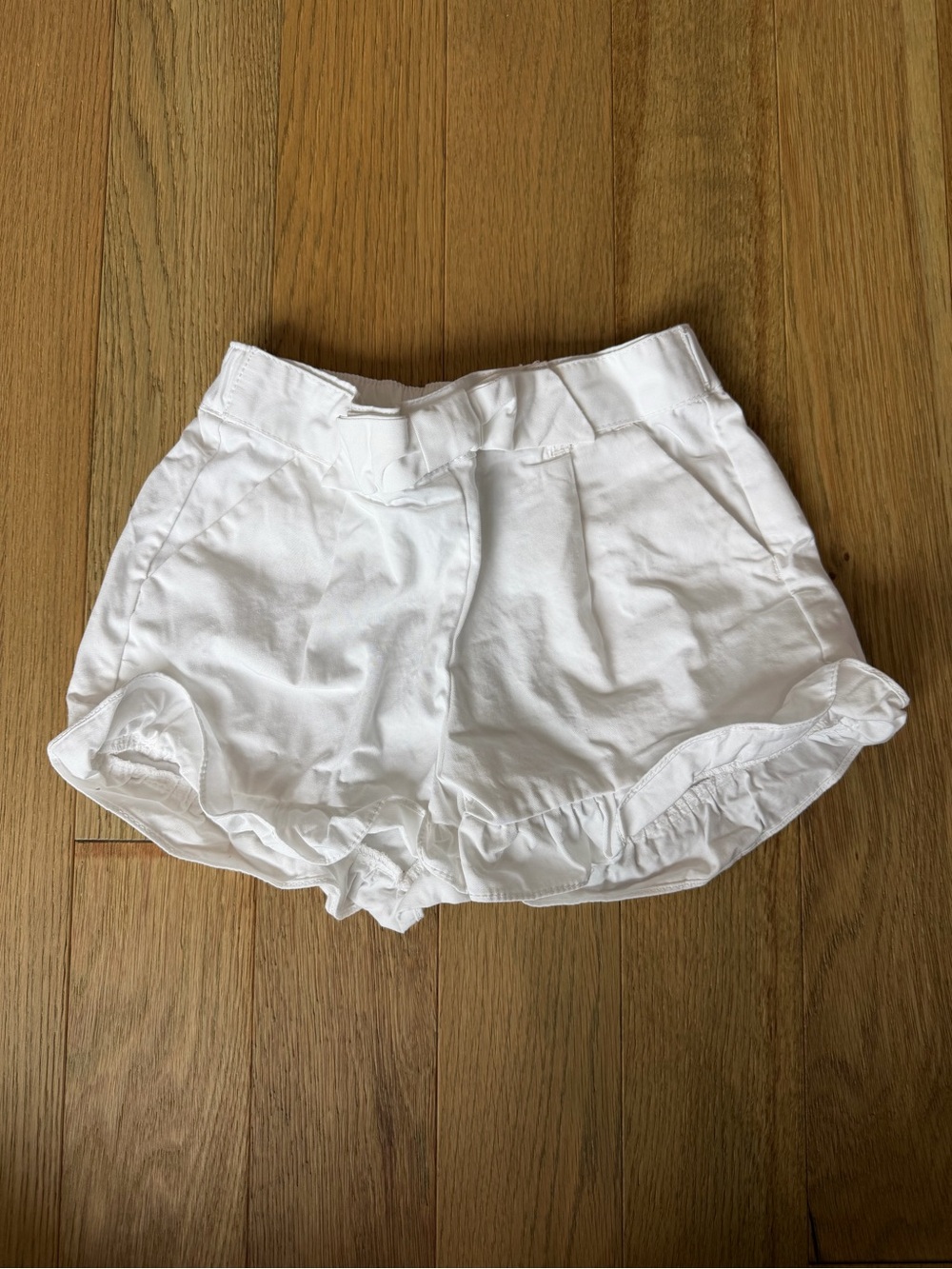 🤍 Janie and Jack Girls White Ruffle Hem Shorts w/ Bow Size 3 - Picture 4 of 5
